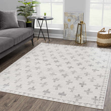 Load image into Gallery viewer, Tigris Swiss Cross Ivory &amp; Gray Area Rug [Online Only]

