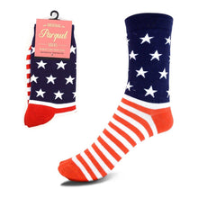 Load image into Gallery viewer, Women's American Flag Novelty Socks
