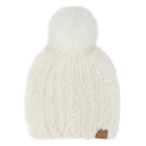 Faux Fur Beanie with Pom Pom (3 colors)