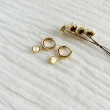 Load image into Gallery viewer, Mother of Pearl Charm Hoops
