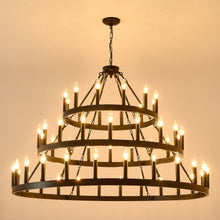 Load image into Gallery viewer, 39.37 Inch 3-Tiers Wagon Wheel Chandelier [Online Only]
