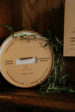 Load image into Gallery viewer, Fresh Lemon &amp; Crushed Thyme-Solid Brass 14oz Pure Soy Candle
