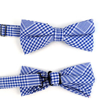 Load image into Gallery viewer, Plaid Cotton Bow Tie &amp; Pocket Square-Blue &amp; White
