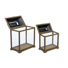 Load image into Gallery viewer, Brown Wooden Lanterns with Clear Glass Panels (2 Sizes)
