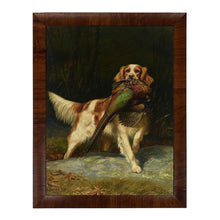 Load image into Gallery viewer, Vintage Oil Reproduction of Dog with Duck Framed Print (Various Sizes)
