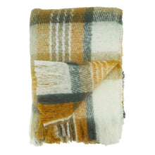 Load image into Gallery viewer, Faux Mohair Mustard Check Throw
