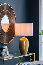 Load image into Gallery viewer, Round Aluminum Sheet Gold Table Lamp with White Fabric Shade [Online Only]
