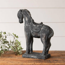 Load image into Gallery viewer, Black Distressed Cement Horse
