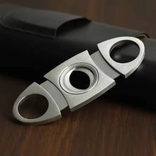 Load image into Gallery viewer, Genuine Leather Cigar Case, Wood Lined Humidor with Cutter

