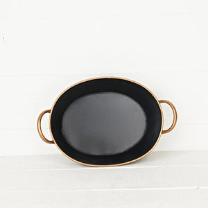 Black and Gold Metal Bowl with Handles