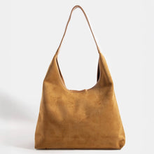 Load image into Gallery viewer, Suede Faux Leather Trim Hobo Bag
