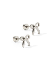 Load image into Gallery viewer, Screwback Stud Earrings - Sadie Bow Silver
