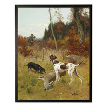 Load image into Gallery viewer, Vintage Dogs and Man Hunting Oil Painting 10x8

