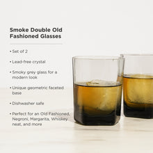 Load image into Gallery viewer, Hexagonal Crystal Double Old Fashioned Glasses in Smoke (Online Only)
