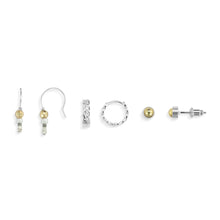 Load image into Gallery viewer, Dainty Bead Silver &amp; Gold Earrings Set of 3
