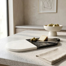 Load image into Gallery viewer, Oval Marble Black &amp; White Cheese Board
