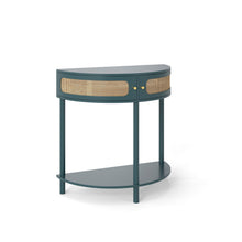 Load image into Gallery viewer, Boho Rattan Semi Circle End Table With Sliding Rattan Door [Online Only]
