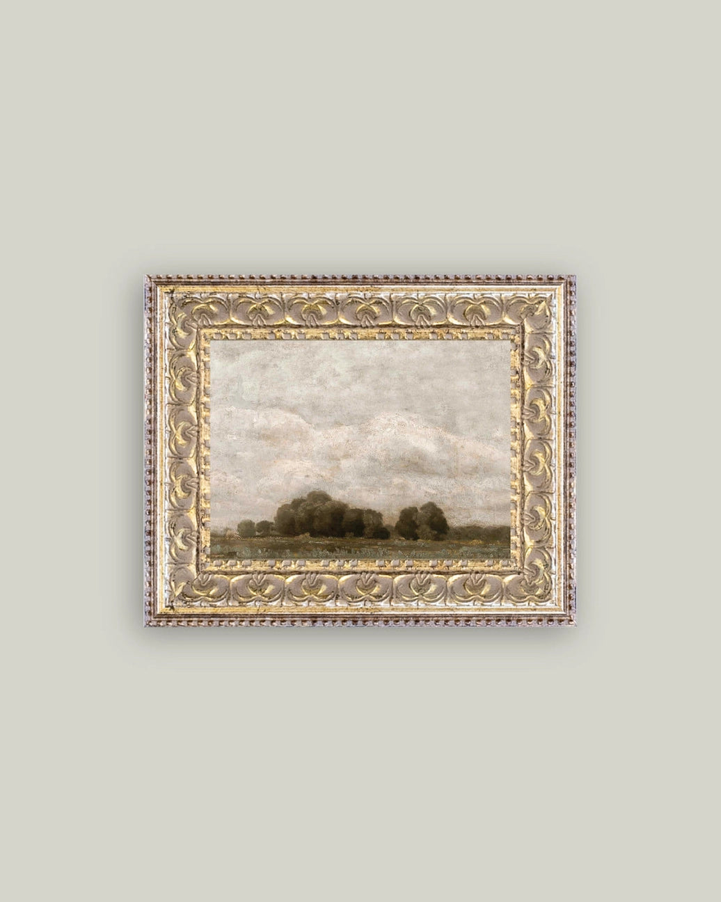 Tree and Cloud Landscape 7 x 5 Framed Antique Art