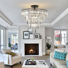 Load image into Gallery viewer, 20' Black Crystal Chandelier Ceiling Light, Modern Luxury 10-Light Flush Mount [Online Only]
