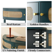 Load image into Gallery viewer, Boho Rattan Semi Circle End Table With Sliding Rattan Door [Online Only]
