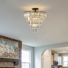 Load image into Gallery viewer, 20' Black Crystal Chandelier Ceiling Light, Modern Luxury 10-Light Flush Mount [Online Only]

