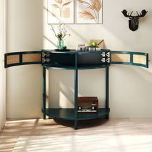 Load image into Gallery viewer, Boho Rattan Semi Circle End Table With Sliding Rattan Door [Online Only]
