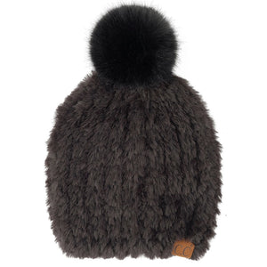 Faux Fur Beanie with Pom Pom (3 colors)