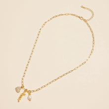 Load image into Gallery viewer, Gold Dipped Charming &quot;Love&quot; Pendant Necklace with Heart and Pearl Accents

