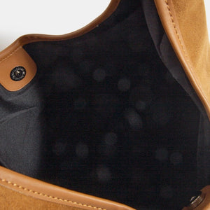 Suede Faux Leather Trim Hobo Bag