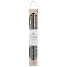 Load image into Gallery viewer, 12" Decorative Taper Candles Set of 2 | Prairie Blue w/Gold
