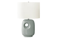 Load image into Gallery viewer, Contemporary Green Ceramic Table Lamp with Ivory Shade [Online Only]
