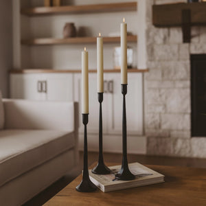 Cast Iron Taper Candle Holders Trio