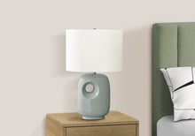 Load image into Gallery viewer, Contemporary Green Ceramic Table Lamp with Ivory Shade [Online Only]
