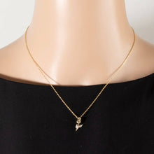 Load image into Gallery viewer, Dainty Chain Gold Rose Bud &amp; Cz Leaf Pendant Necklace
