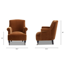 Load image into Gallery viewer, Eloise 30' Pleated Sock Arm Accent Armchair, Burnt Orange Performance Velvet [Online Only]
