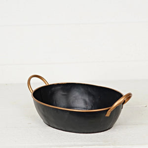 Black and Gold Metal Bowl with Handles