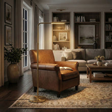 Load image into Gallery viewer, Verve Gold Floor Lamp With On / Off Switch Adjustable LED Round Base [Online Only]
