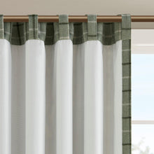 Load image into Gallery viewer, Plaid Rod Pocket and Back Tab Curtain Panel with Fleece Lining Green 50x84 [Online Only]
