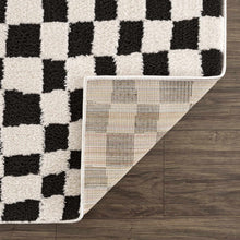 Load image into Gallery viewer, Lajos Black &amp; White Checkered Plush Rug [Online Only]
