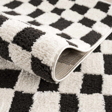 Load image into Gallery viewer, Lajos Black &amp; White Checkered Plush Rug [Online Only]
