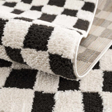 Load image into Gallery viewer, Lajos Black &amp; White Checkered Plush Rug [Online Only]
