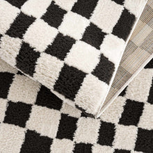 Load image into Gallery viewer, Lajos Black &amp; White Checkered Plush Rug [Online Only]
