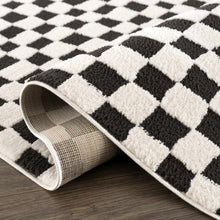 Load image into Gallery viewer, Lajos Black &amp; White Checkered Plush Rug [Online Only]
