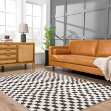 Load image into Gallery viewer, Lajos Black &amp; White Checkered Plush Rug [Online Only]
