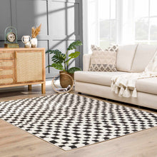 Load image into Gallery viewer, Lajos Black &amp; White Checkered Plush Rug [Online Only]
