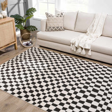 Load image into Gallery viewer, Lajos Black &amp; White Checkered Plush Rug [Online Only]
