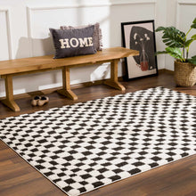 Load image into Gallery viewer, Lajos Black &amp; White Checkered Plush Rug [Online Only]
