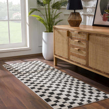 Load image into Gallery viewer, Lajos Black &amp; White Checkered Plush Rug [Online Only]
