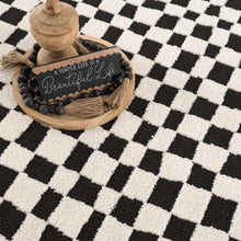 Load image into Gallery viewer, Lajos Black &amp; White Checkered Plush Rug [Online Only]
