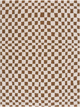 Load image into Gallery viewer, Lajos Brown Checkered Shag Rug [Online Only]
